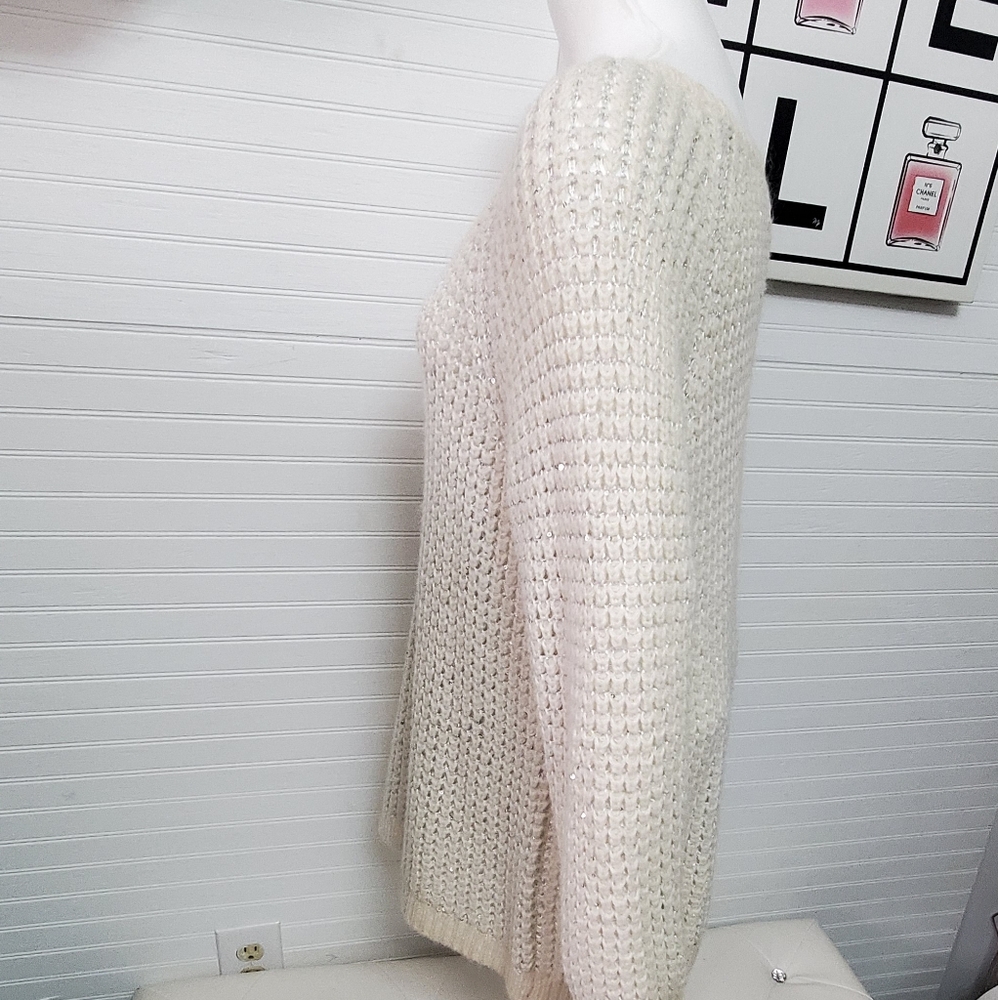 NWT Lane Bryant Ivory Silver Lurex Sequins Sweater. Size 14/16. - Picture 5 of 14